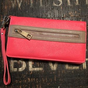 Coral Pink Wristlet Wallet